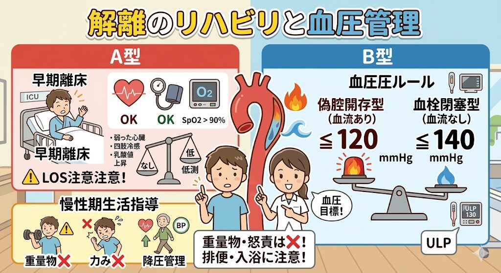 大動脈解離のリハビリとリスク管理｜Stanford B型の血圧基準と退院指導